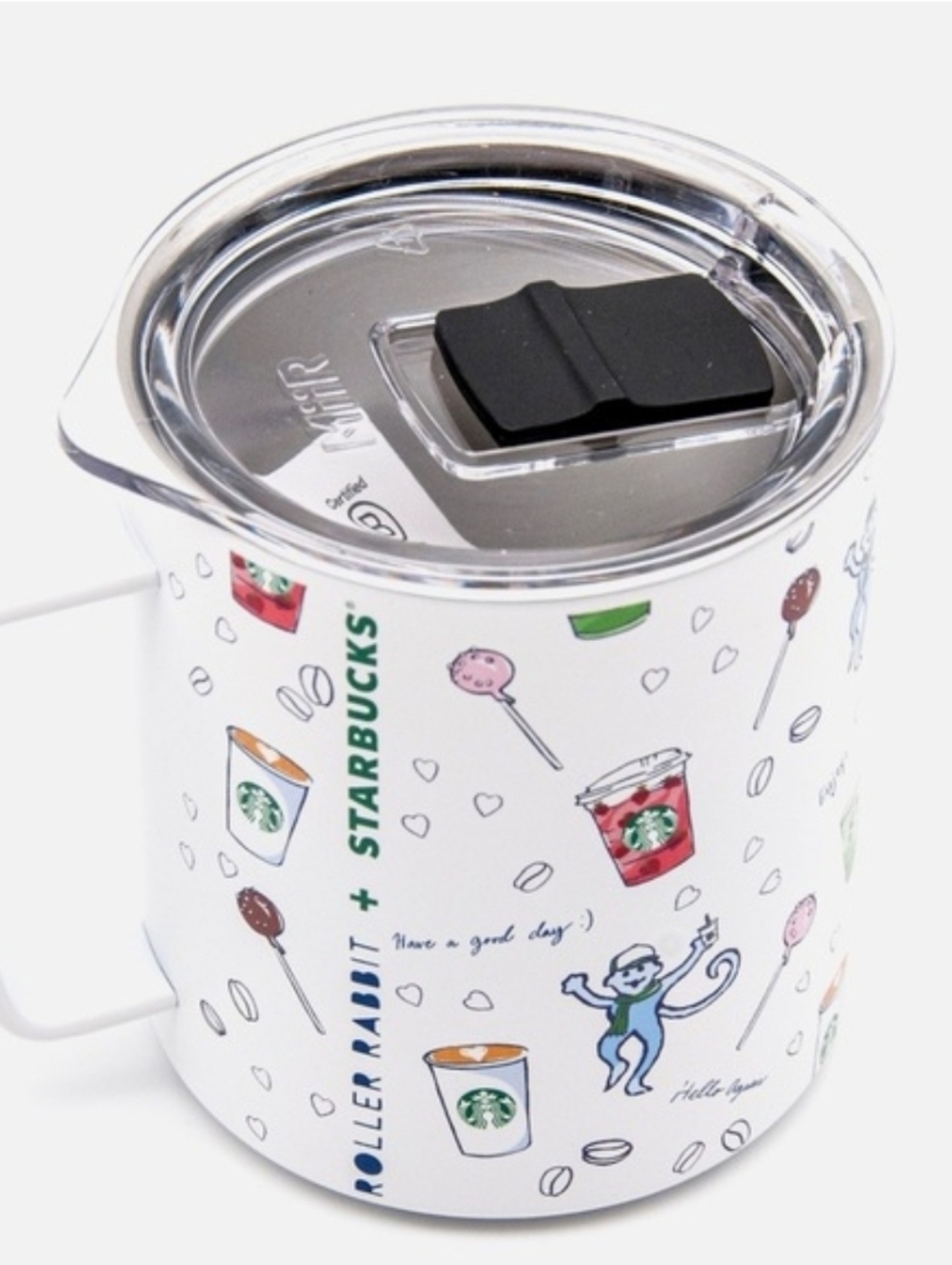 NEW Roller Rabbit X Starbucks Limited Edition White 12 Oz. Stainless Travel Mug